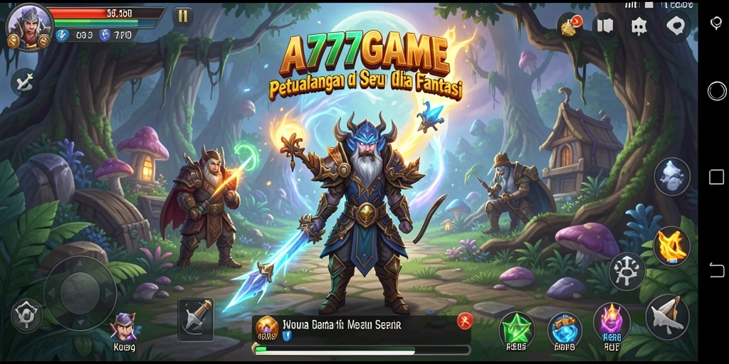 Tampilan gameplay A777GAME dengan berbagai karakter dan pemandangan indah.
