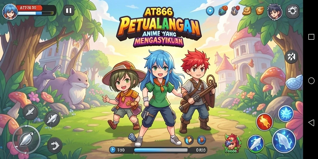 Screenshot gameplay AT866 menampilkan aksi karakter Anime yang seru dan penuh warna.