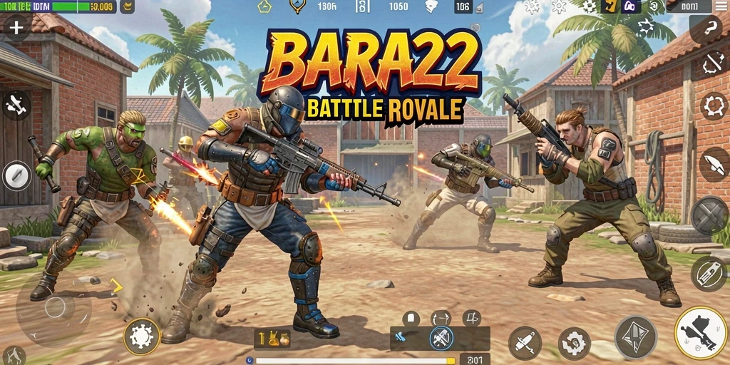 Gambaran jelas gameplay seru BARA22 dalam pertarungan Battle Royale.