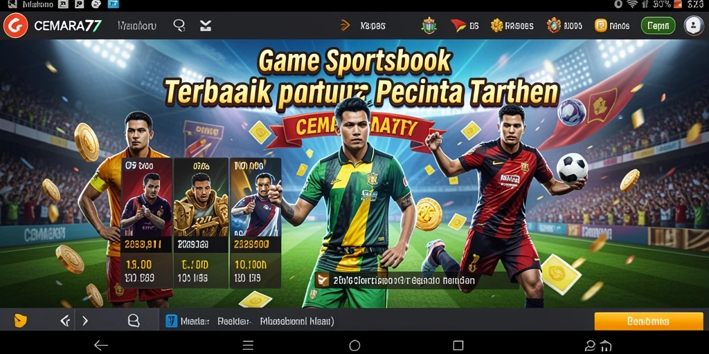 Tangkapan layar gameplay CEMARA77 menampilkan antarmuka Sportsbook yang menarik.