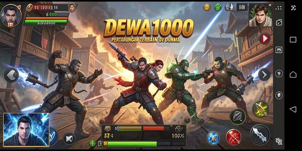 Gameplay DEWA1000 dengan pertarungan seru dan karakter beragam.