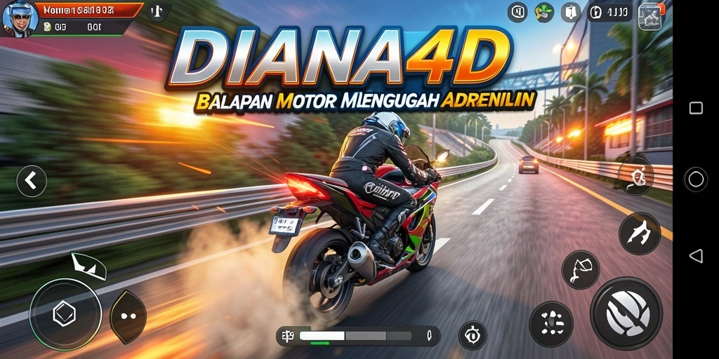 Screenshot gameplay DIANA4D menampilkan balapan motor yang mendebarkan dan grafis mengesankan.