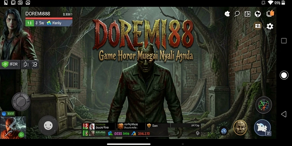 Screenshot gameplay DOREMI88 menampilkan suasana horor yang mencekam.