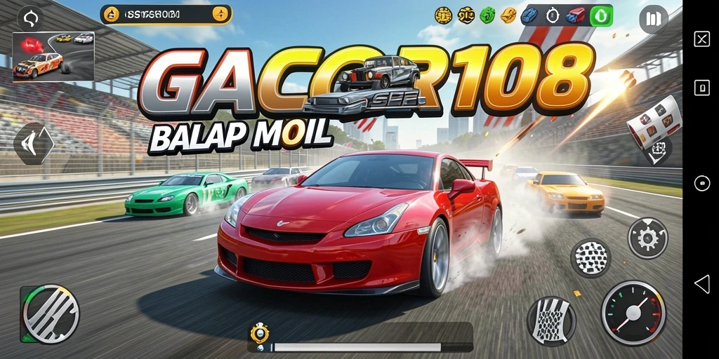 Screenshot GACOR108 menampilkan aksi balap yang mendebarkan.