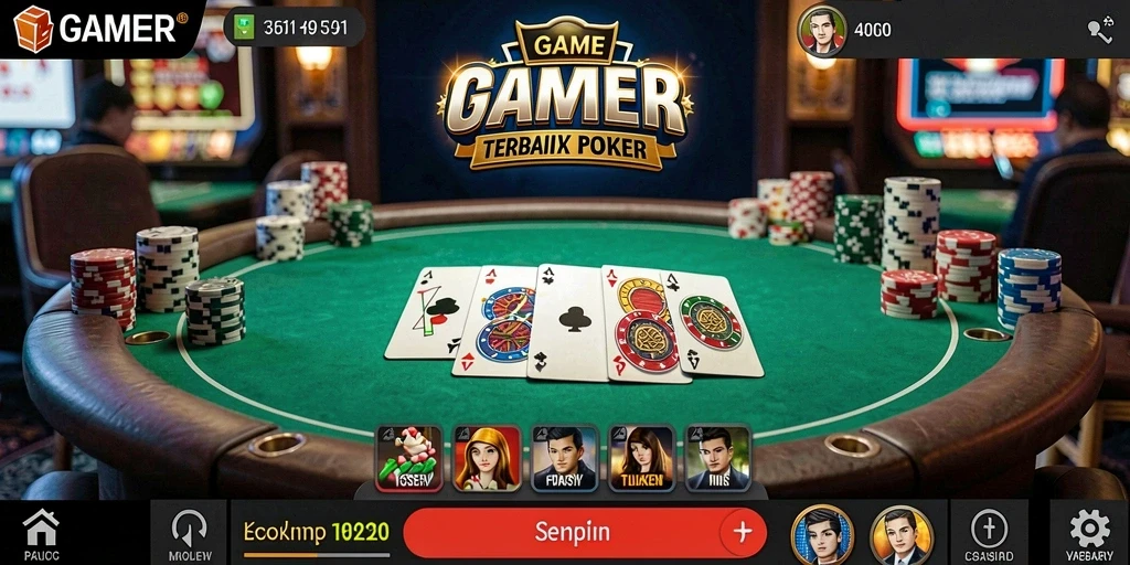 Screenshot utama GAMERP menampilkan aksi permainan Poker yang menarik.