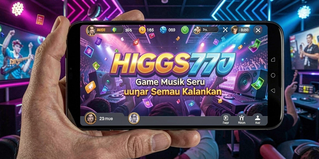 Tampilan gameplay HIGGS777 yang penuh warna dan energik.