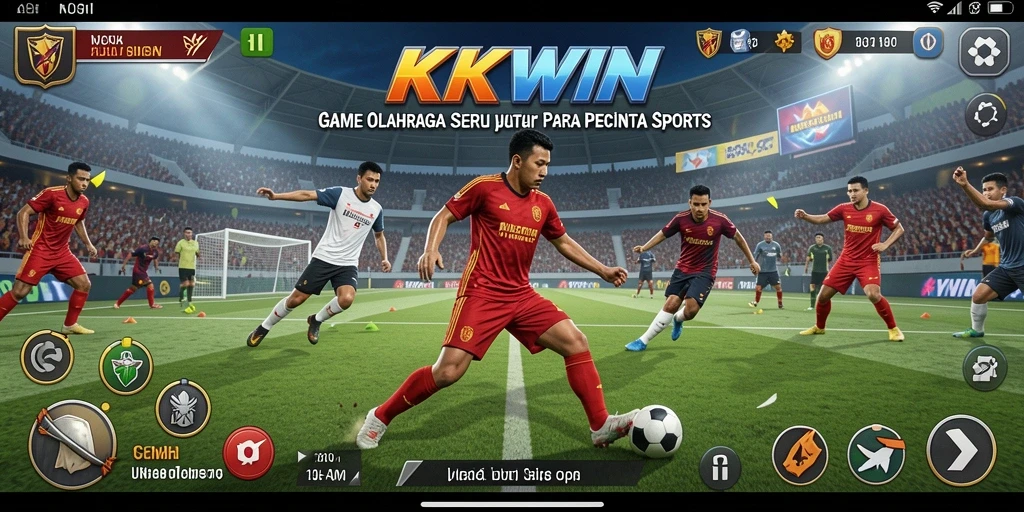Screenshot gameplay yang menunjukkan aksi kompetitif dalam olahraga.