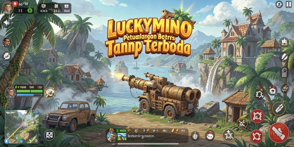 Tampilan gameplay menarik dari LUCKYMINO di dunia terbuka.