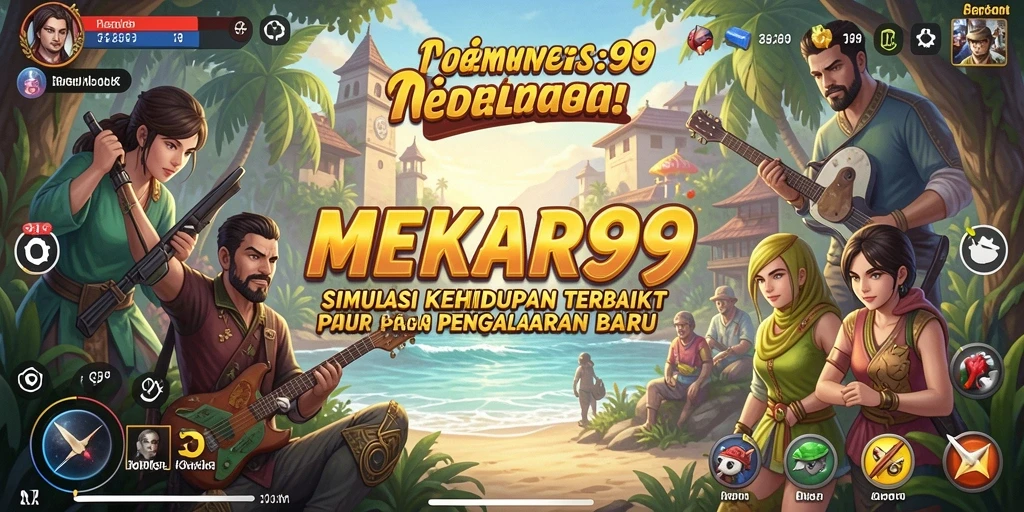 Tampilan gameplay <strong>MEKAR99</strong> menampilkan simulasi kehidupan yang interaktif dan seru.