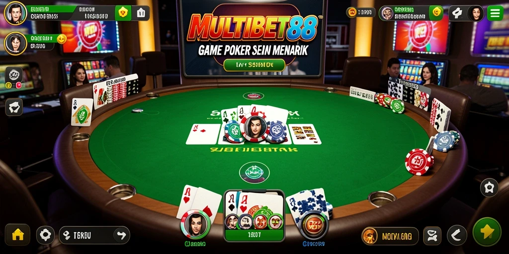 Tangkapan layar MULTIBET88 menampilkan aksi intens permainan Poker.