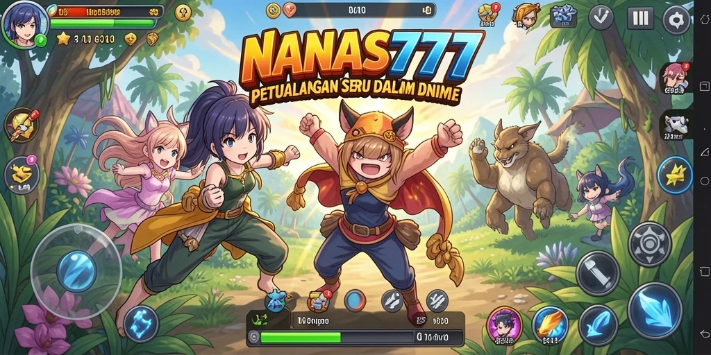 Tampilan menarik dari gameplay NANAS777 menampilkan karakter anime ikonik.