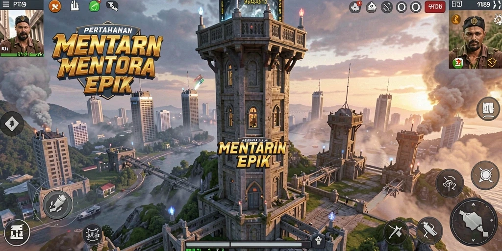Screenshot gameplay PT89 yang menampilkan aksi pertahanan menara.