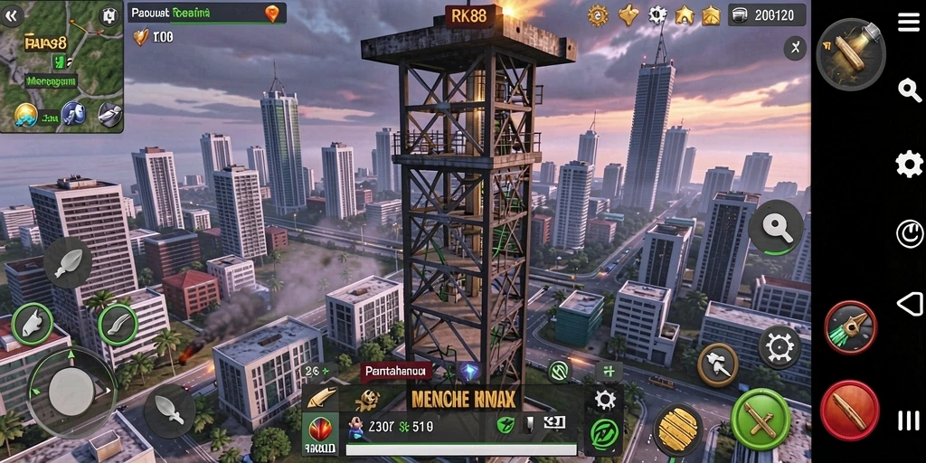 Tampilan gameplay RK88 yang intens dan menarik dalam Tower Defense.