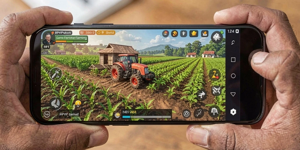 Gameplay seru di RPVIP4 dengan pertanian yang kaya dan interaktif.