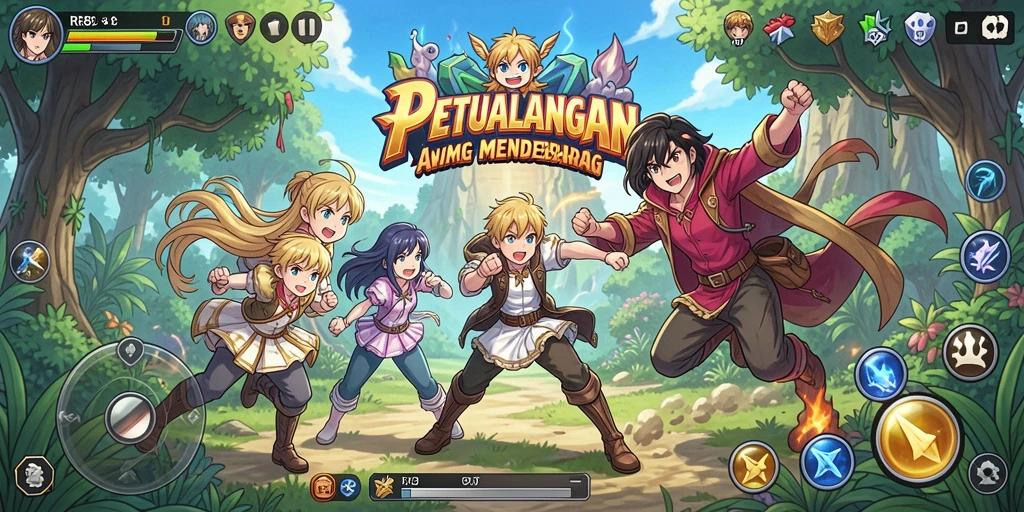 Tampilan menyenangkan dari gameplay RR89 dengan karakter anime yang hidup.