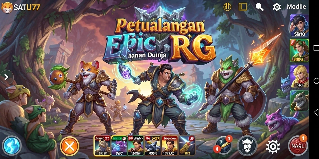 Screenshot SATU77 menampilkan pertarungan seru di dunia RPG.