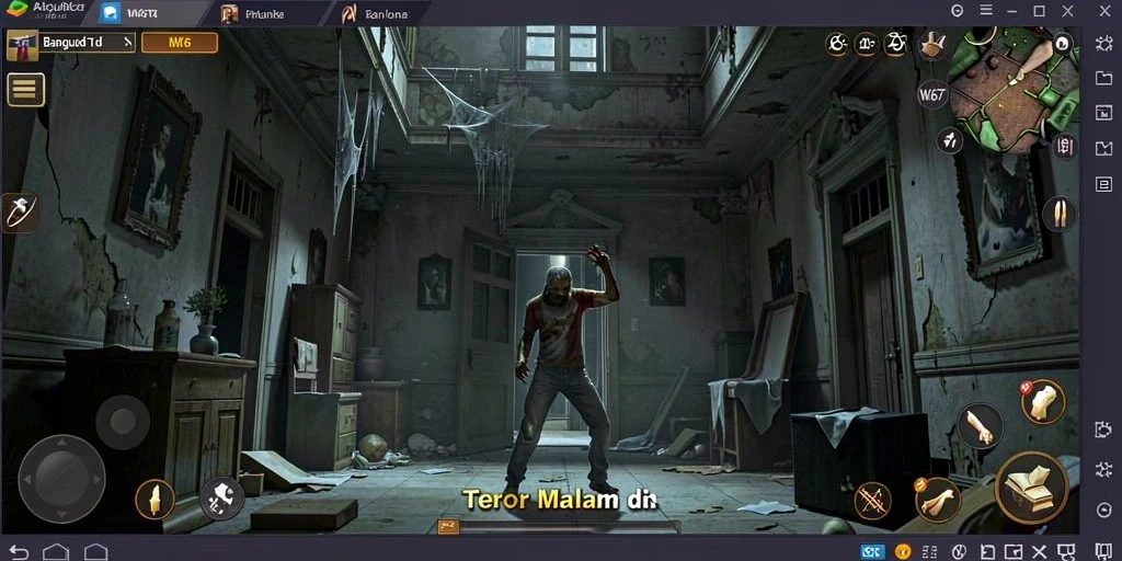 Screenshot gameplay W67 dengan suasana horror yang mencekam.