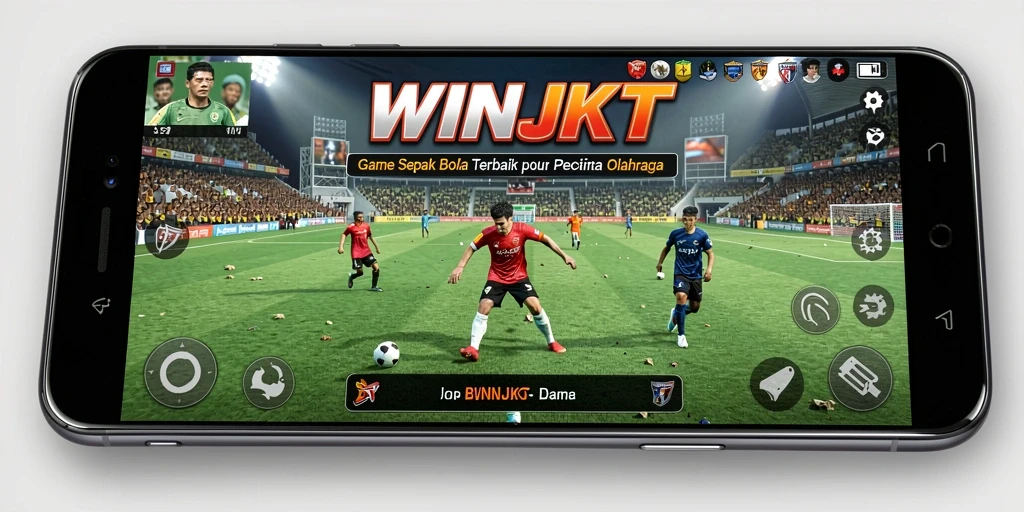 Tampilan gameplay WINJKT saat pertandingan sepak bola berlangsung.