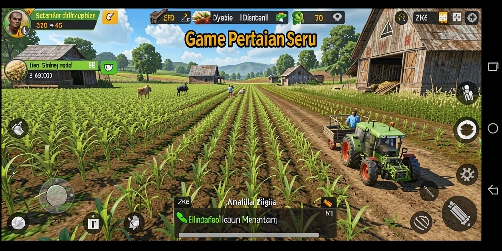 Tampilan gameplay seru ZK6 dengan tanaman dan hewan.